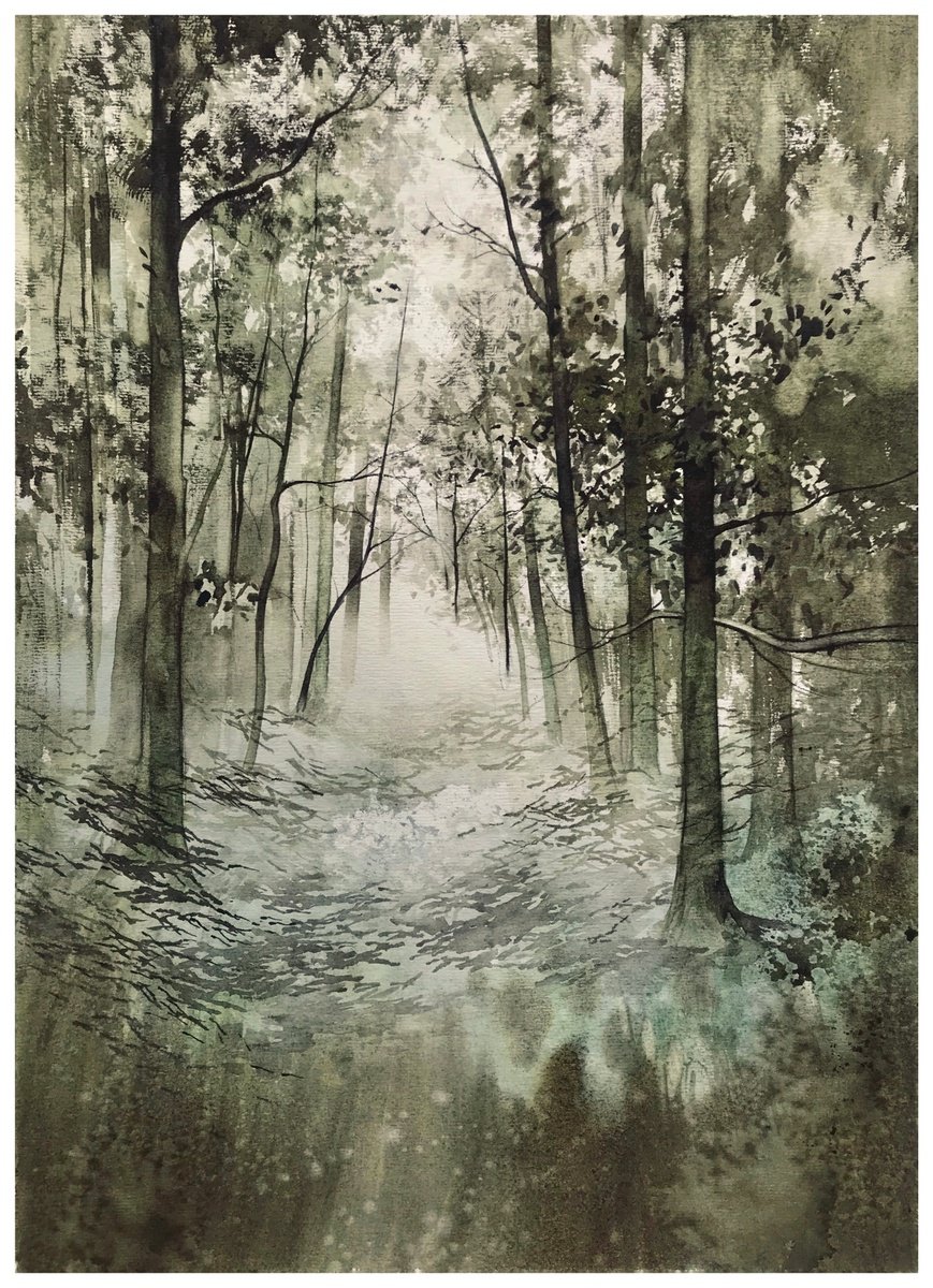 Impressionistic Landscape Watercolour By Nazar Grunyka, 12 X 17", Landscape, Original Artwork