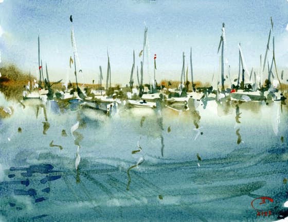 Sailboats in the port.