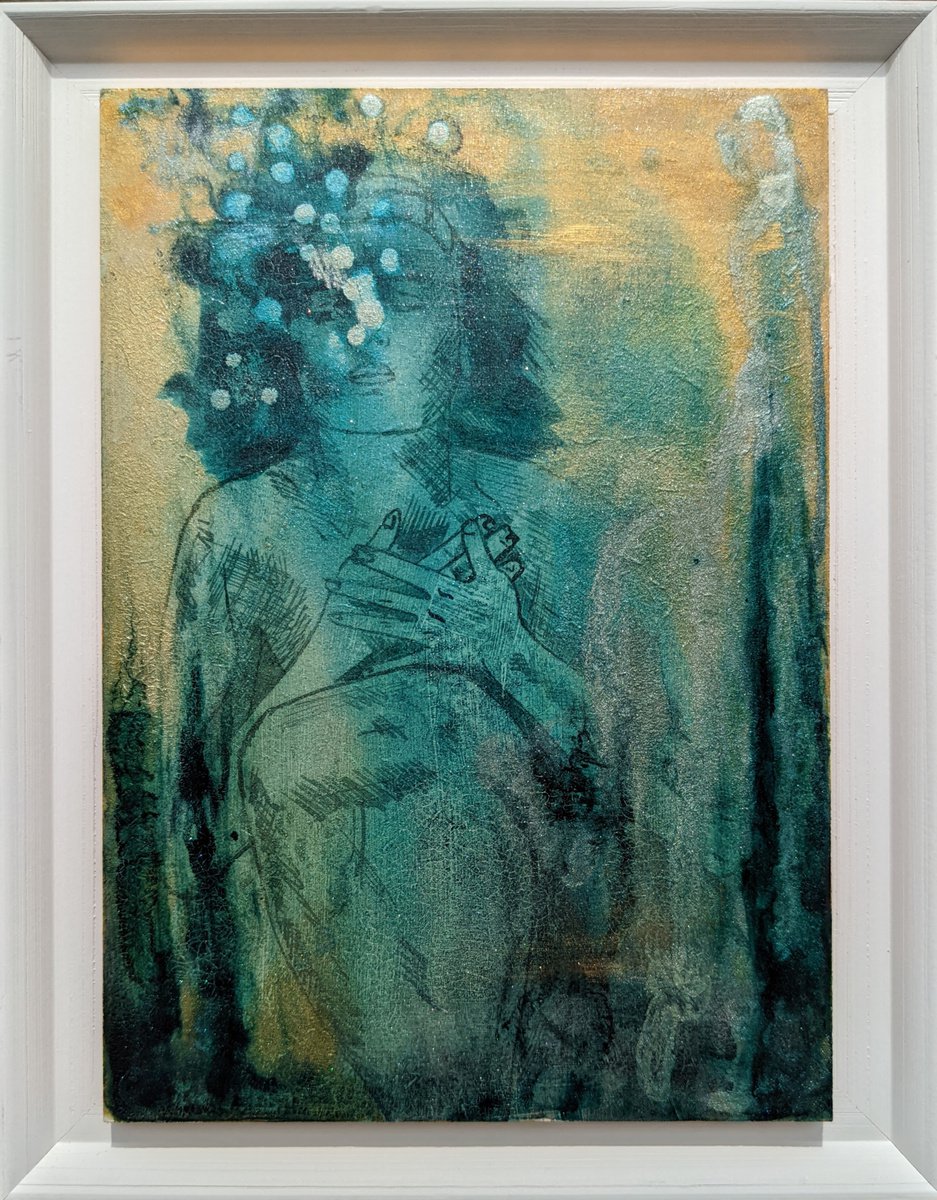 Sea Witch, Ethereal stunning small painting by Dianne Bowell