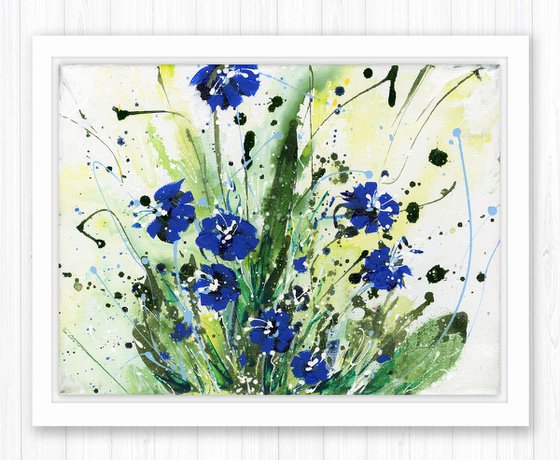 Blue Wishes 2 -  Abstract Flower Painting  by Kathy Morton Stanion