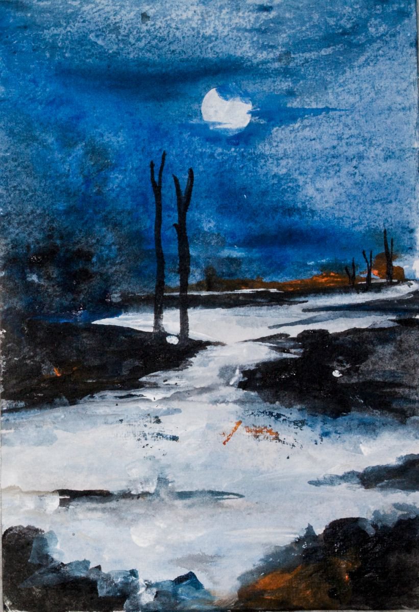 Twilight Journey - V , Original Watercolor by Kashika