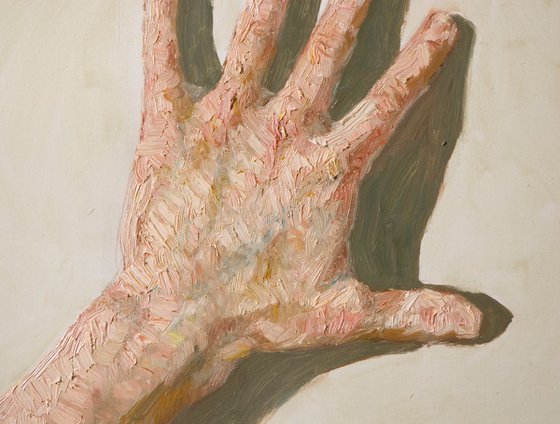 modern impressionist hand on a white wall