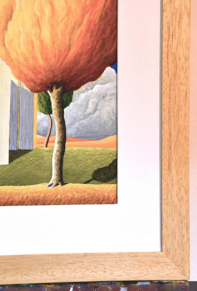 Surrealistic Still Life Painting By Giuliano Monechi, 18 X 24, Paesaggio 11, Original Artwork