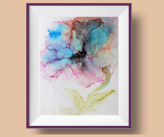 Abstract flower. Alcohol Ink abstract painting.