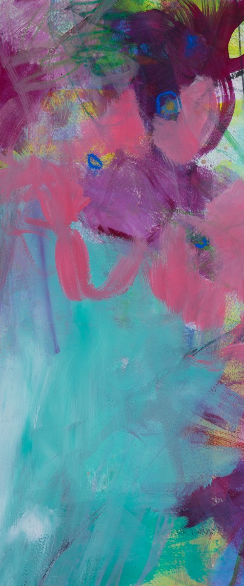 When We Drift Back Down 12x16" Loose Abstract Expressionist Floral Painting on Paper by Kerri McCabe