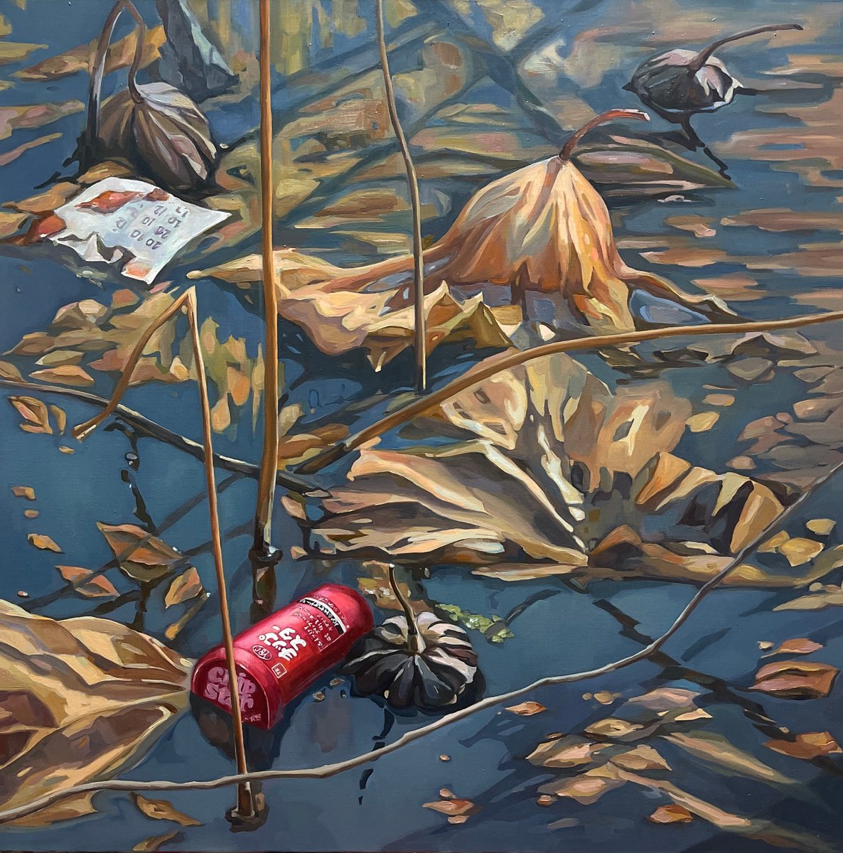 Photorealistic Oil Painting , Sunday Pond. Tokyo By Guzel Min, 33 X 32, Artwork For Sale On Artfinder