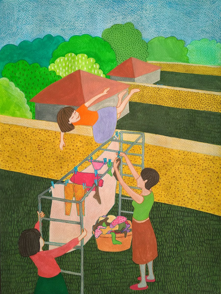 Illustrative Portrait Drawing By Andromachi Giannopoulou, 12 X 17, Flight, Original Artwork