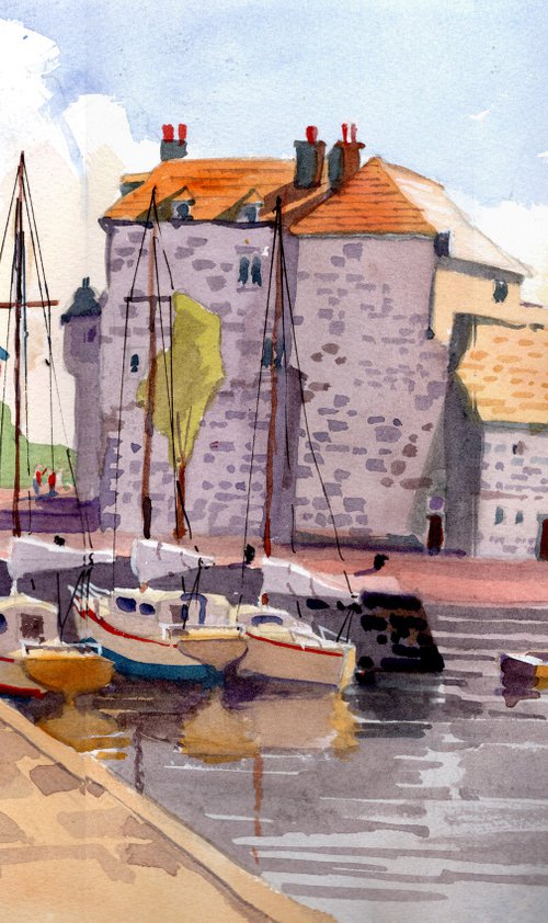 Honfleur Harbour. Boats, Normandy, France by Peter Day