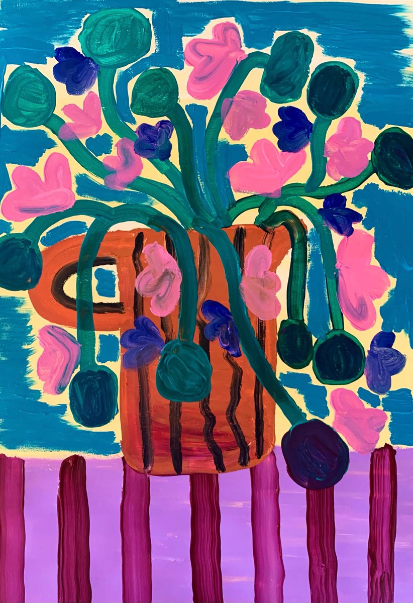 Urban And Pop Botanical Acrylic Painting By Aurora Camaiani, 14 X 20, Summer, Original Artwork