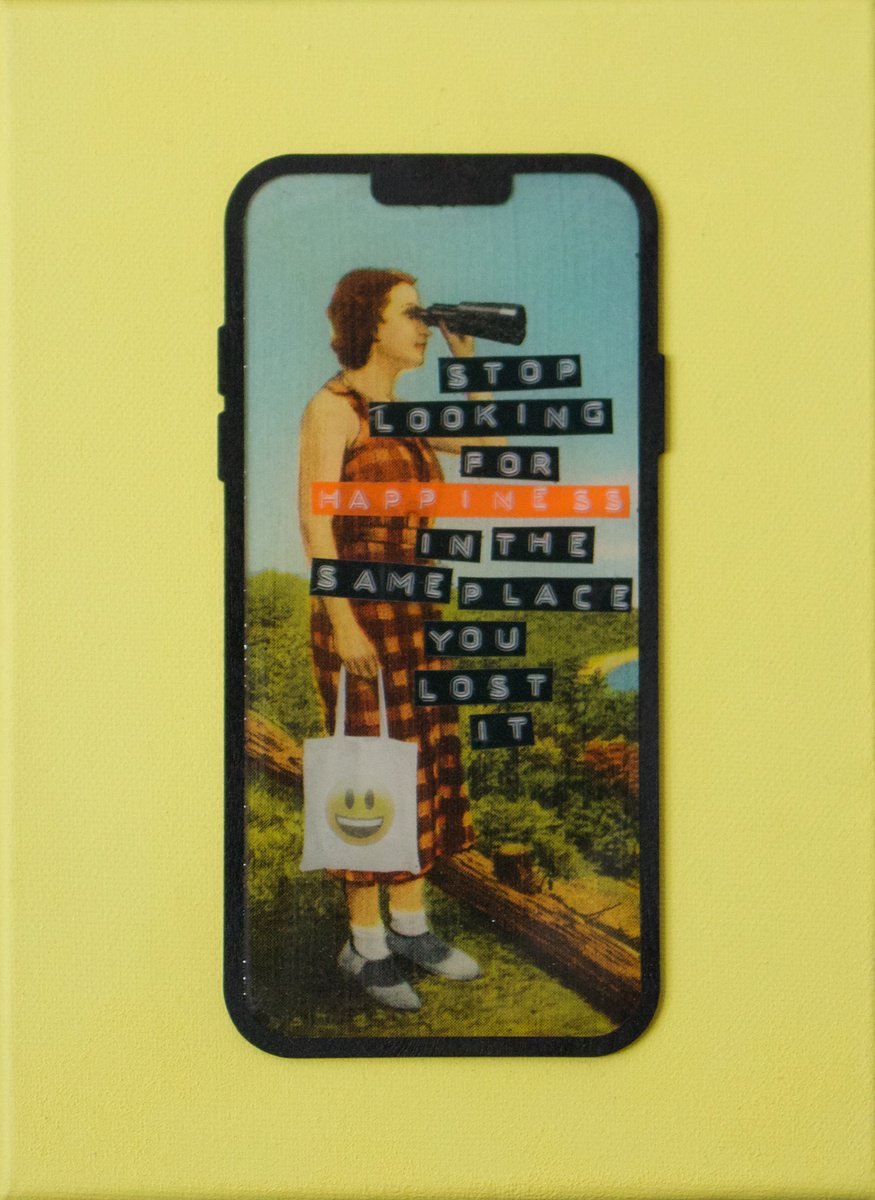 Portrait Collage By Angus Vine, 8 X 10, Stop Looking, Original Artwork