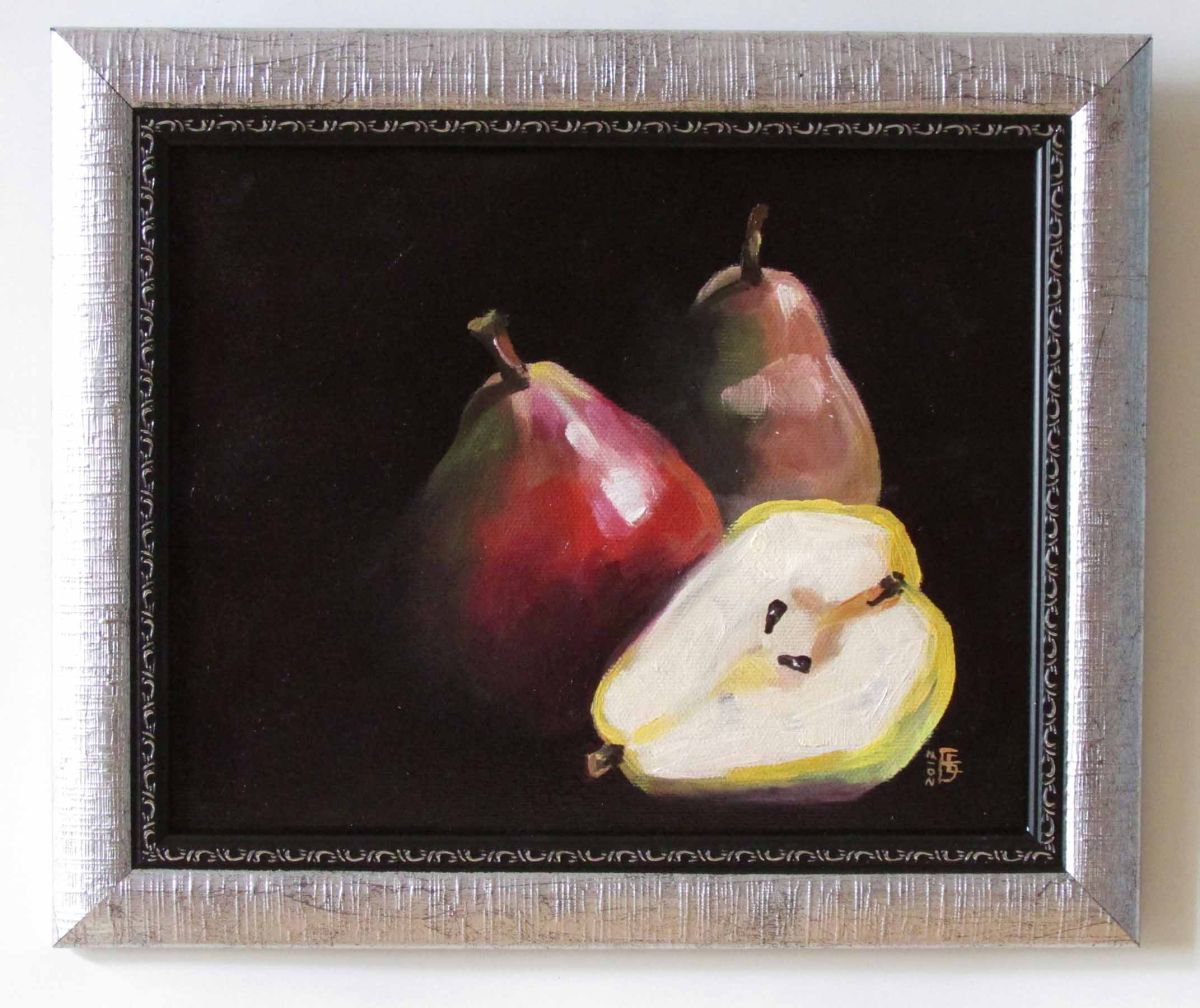 Photorealistic Botanical Oil Painting By Kateryna Bortsova, 12 X 10", Pears, Original Artwork