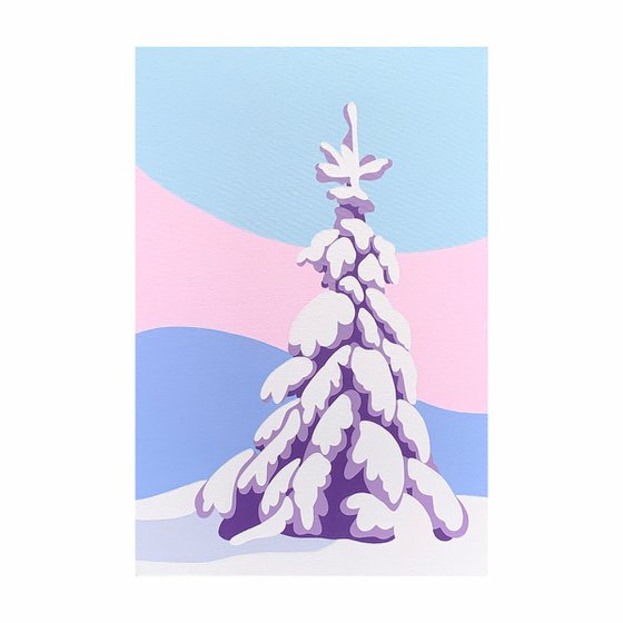 Snowy Tree in the Alpenglow Winter Landscape