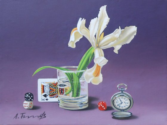 Still Life with Iris, Cards and Dice