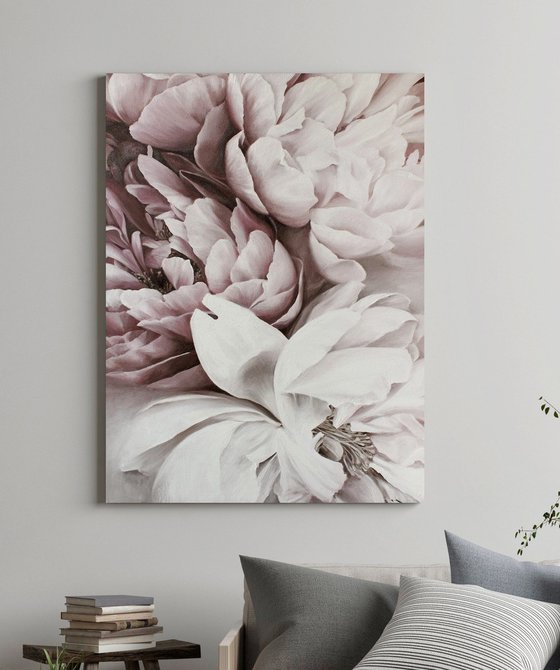 "Purple Peonies" Flowers purple pink art