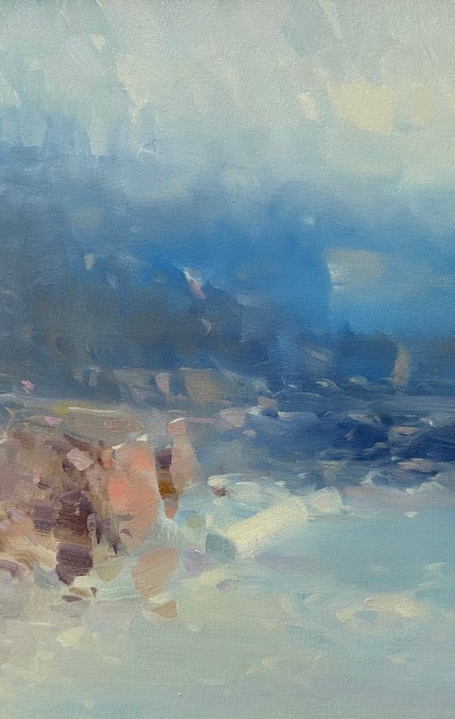 Ocean Side, Original oil painting, Handmade artwork, One of a kind by Vahe Yeremyan