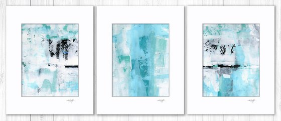 Lost In The Moment Collection 1 - 3 Abstract Paintings in Mats by Kathy Morton Stanion