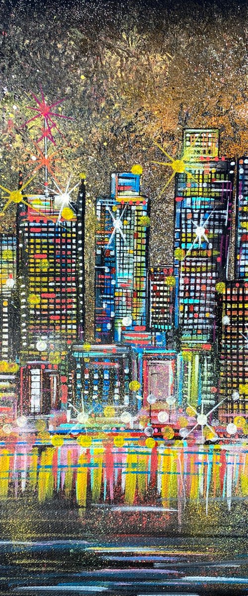 NYC skyline - painting on canvas by John Curtis