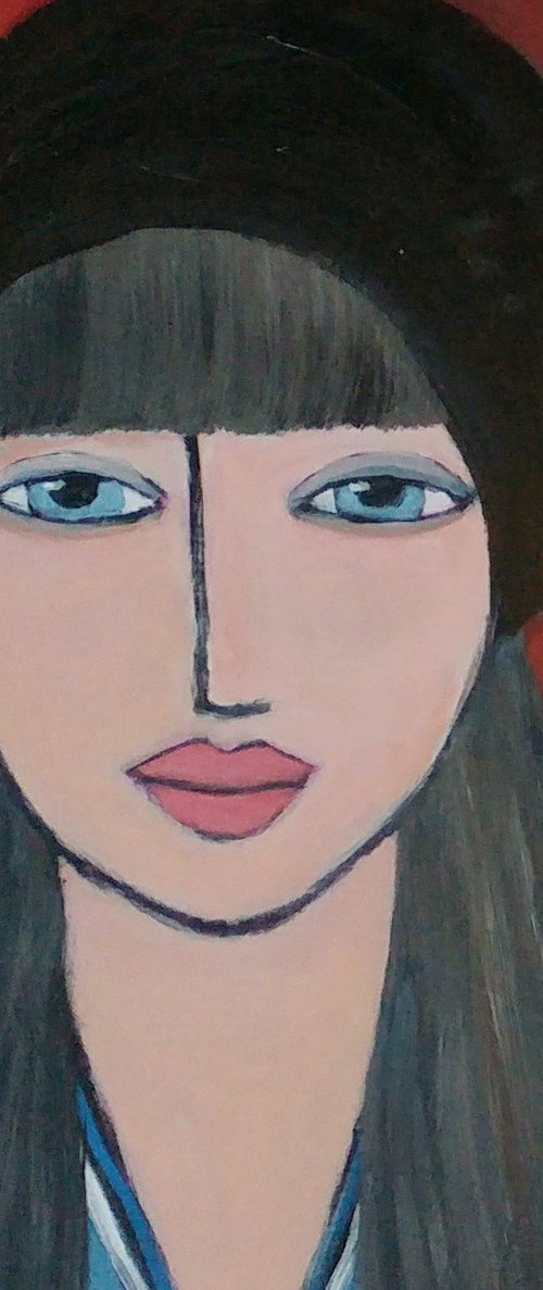 Girl with beret by Nelly van Nieuwenhuijzen