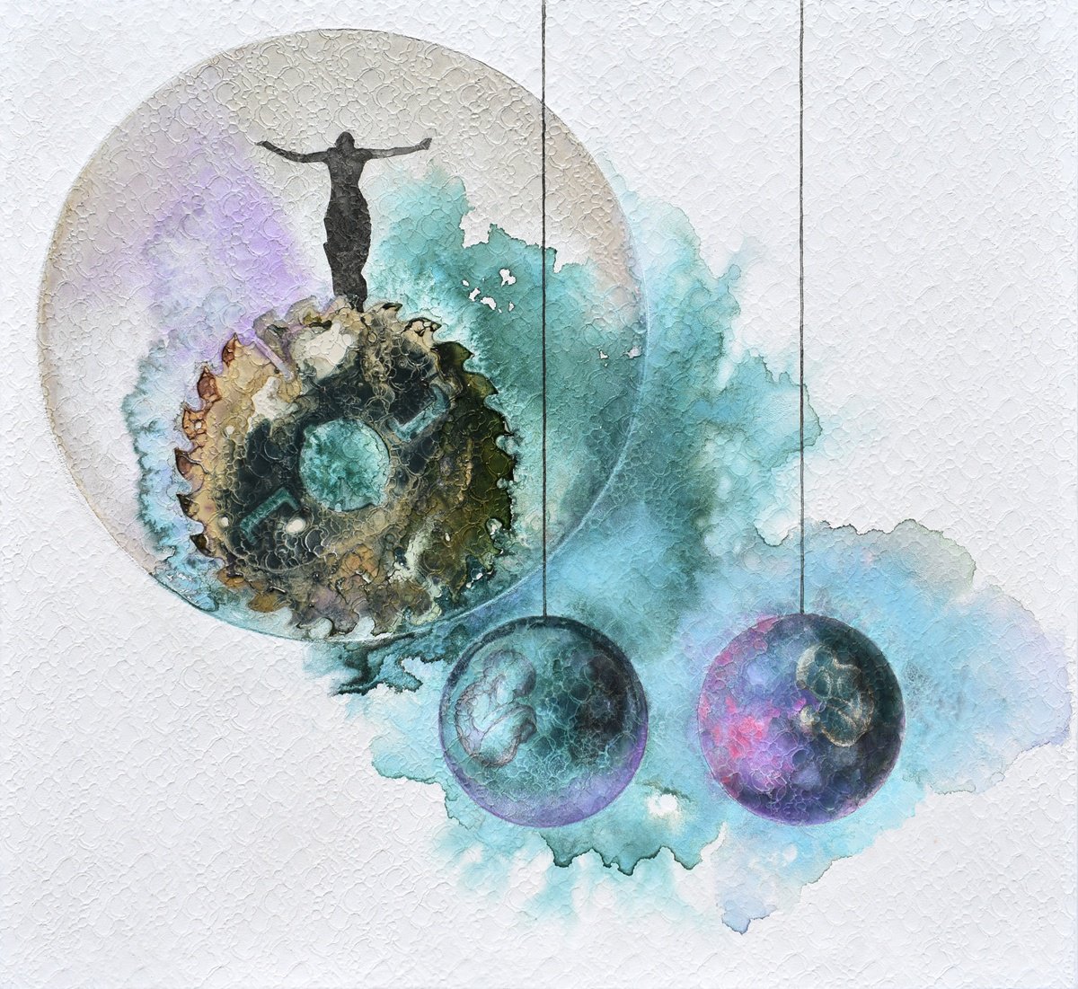 Landscape Acrylic Painting By Milena Nicosia, 41 X 39", Prayer, Original Artwork