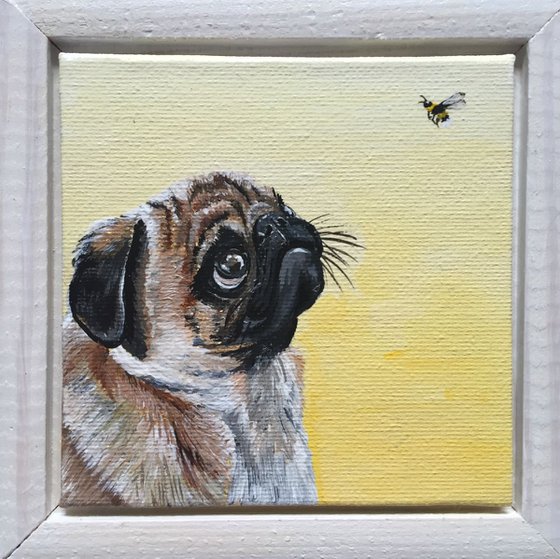 Pug and a bug on lemon (miniature)