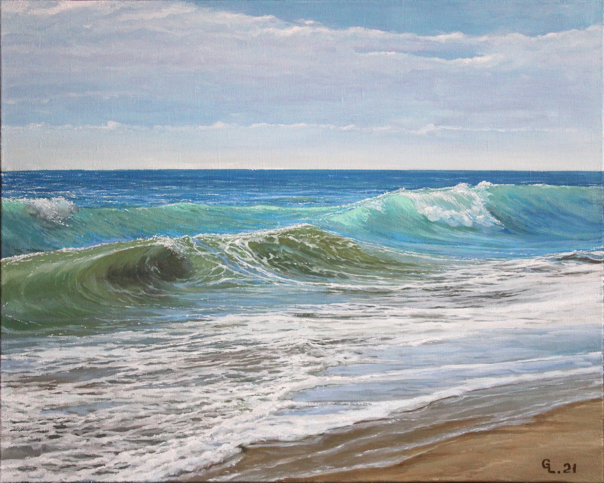 Sea waves. 100x80 cm. (39,3x31,5 inches). by Linar Ganeev
