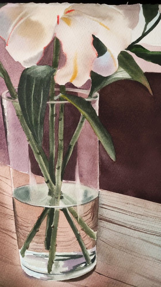 A cup of tea and Lilies
