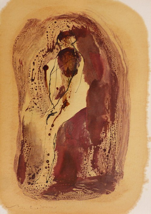 The Woman 19-3, ink and oil on paper 29x21 cm by Frederic Belaubre