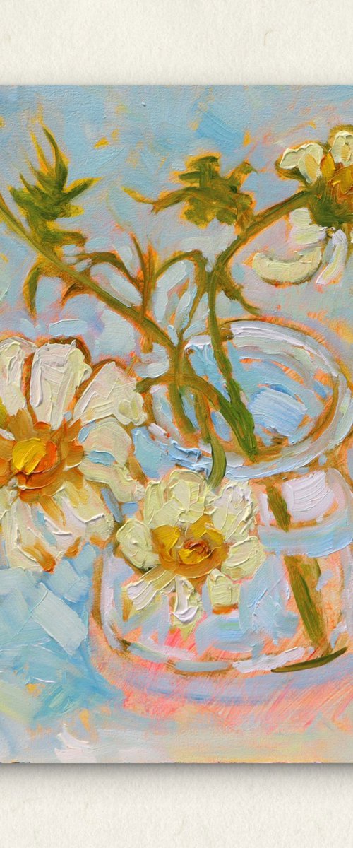 Spring Garden Flowers #4 In a Jam Jar by Mary Kemp