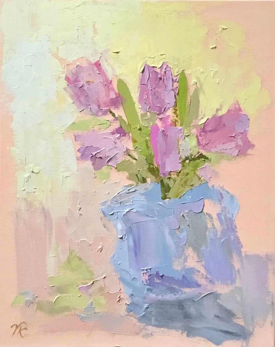 Impressionistic Botanical Oil Painting By Vera Klimova, 16 X 20", Tenderness, Original Artwork