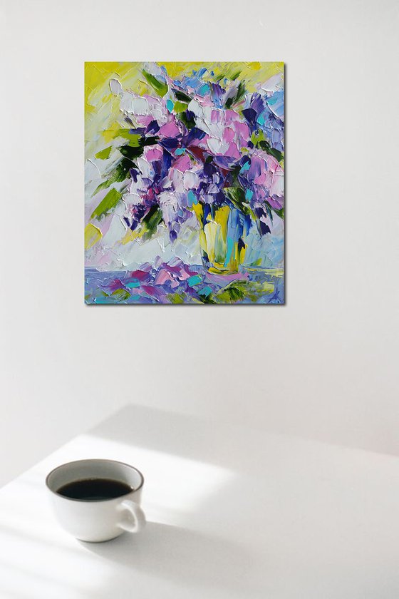 Spring inspiration - oil painting, lilac, lilac bouquet, flowers, flowers oil painting, lilac flowers, gift for wedding, spring