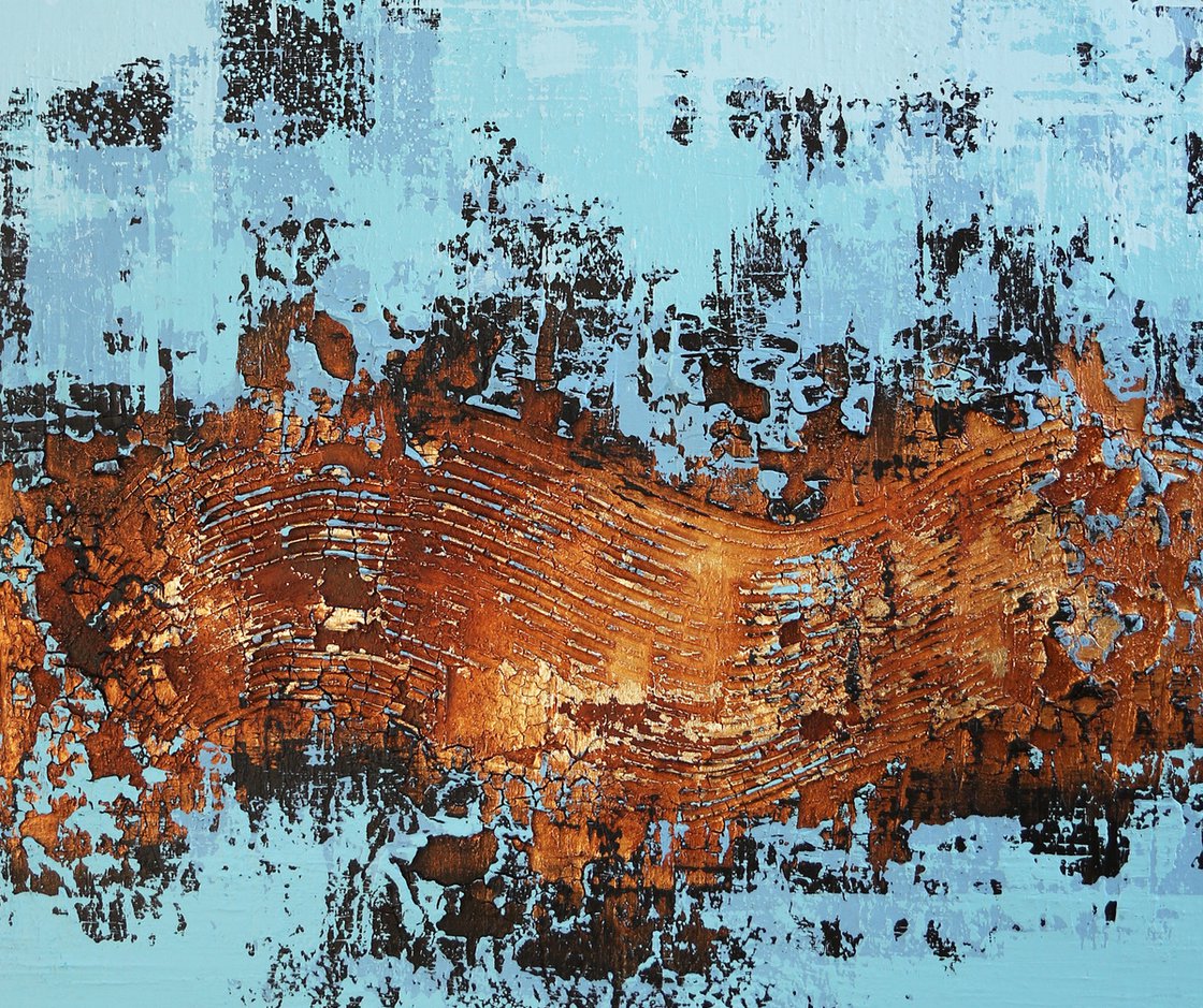VENEZIA - ABSTRACT ACRYLIC PAINTING TEXTURED * TURQUOISE BLUE