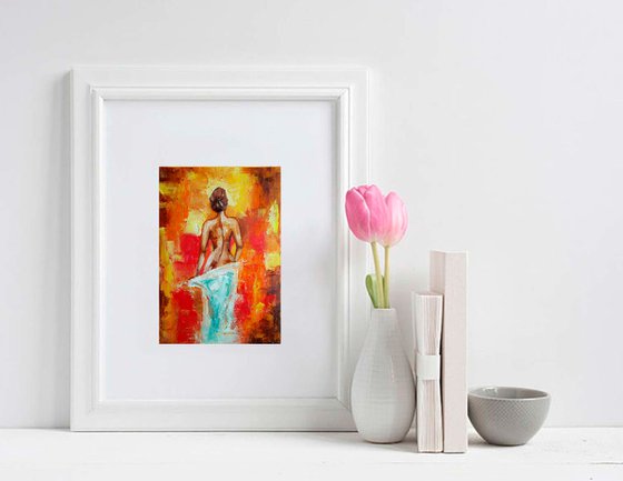 Hot morning, Naked Woman Painting Original Art Female Figure Wall Art Erotic Nudity Artwork