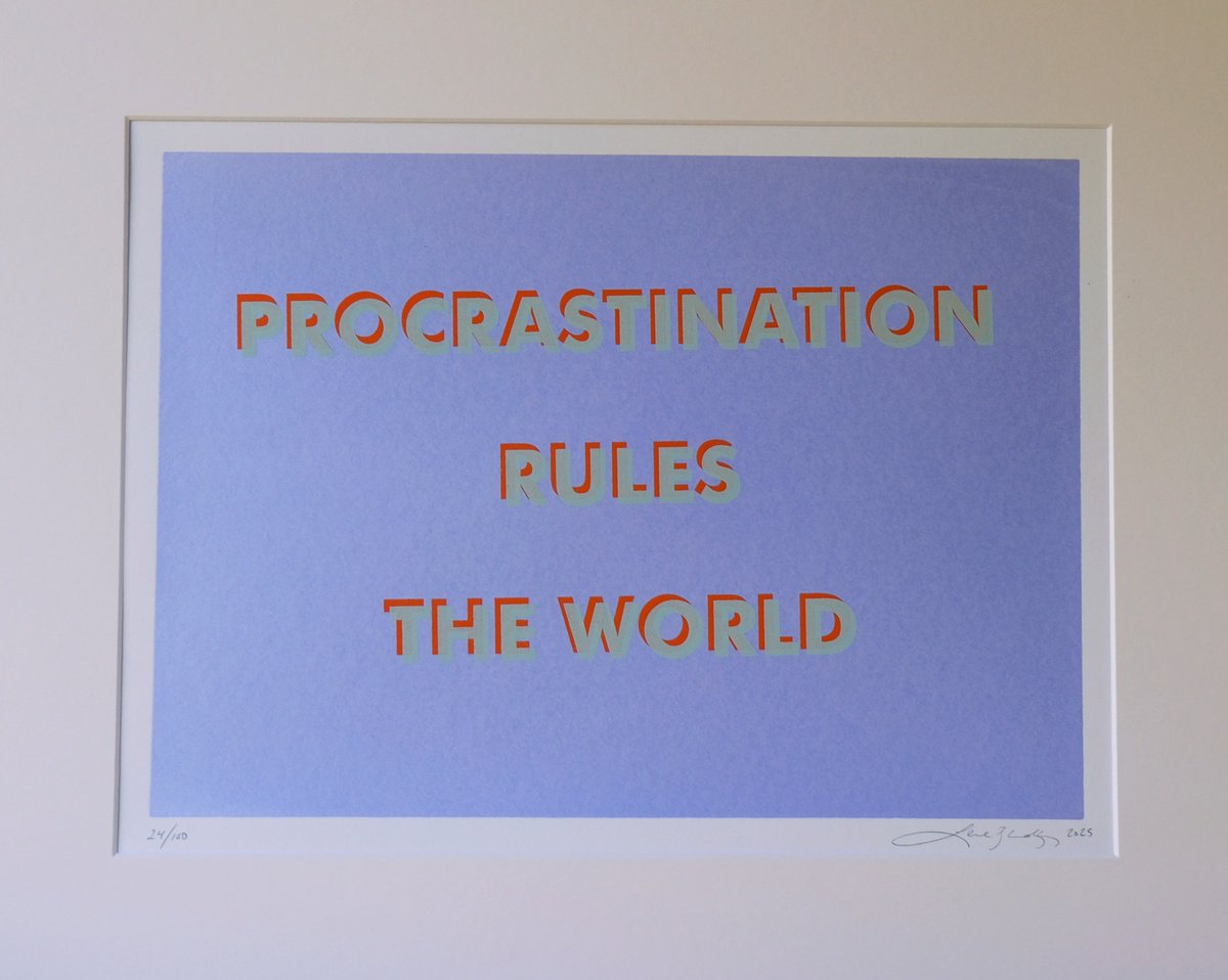 Abstract Screenprint By Lene Bladbjerg, 20 X 16", Procrastination Rules World, Original Artwork