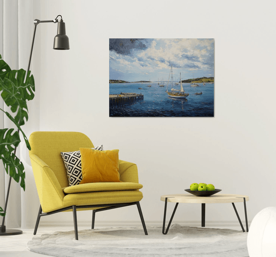 Morning sun on the Lunenburg bay (36x48x1.5")