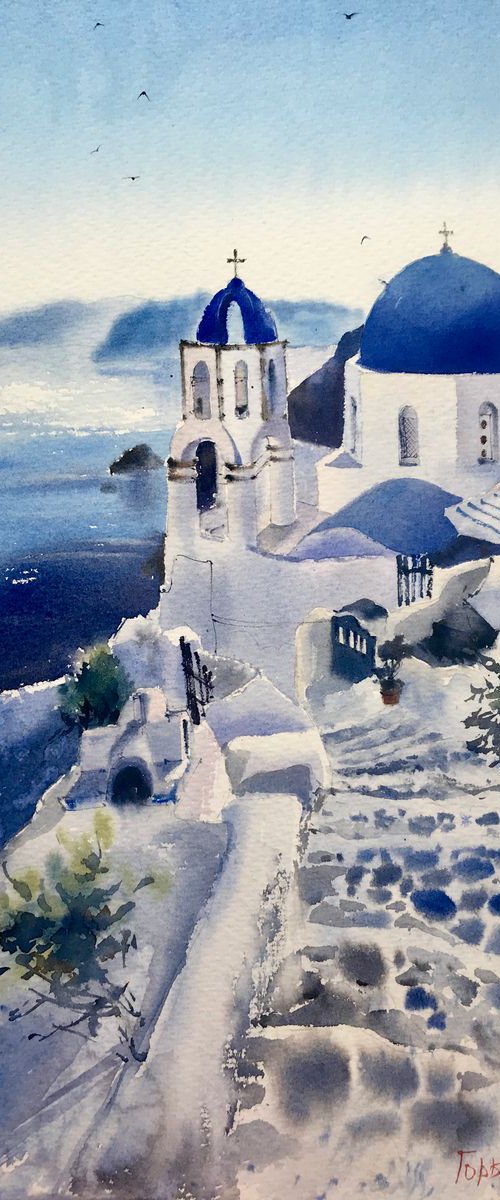 Santorini, Greece (Blue) by Eugenia Gorbacheva