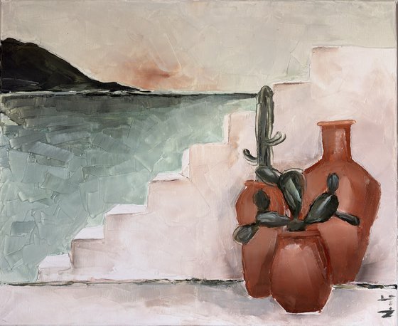 Amphora island view from Formentera impasto
