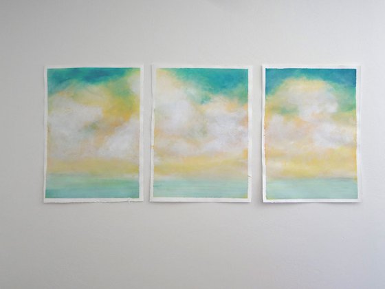Golden Morning Skyscape Triptych