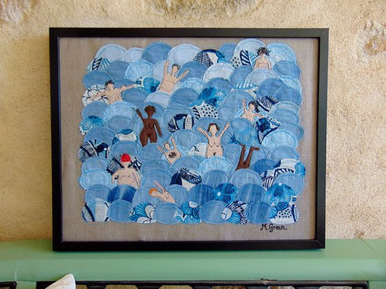 "Un-synchronised Swimming" - textile collage