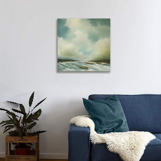 Dreams Carried On The Waves - Original Seascape Oil Painting on Stretched Canvas