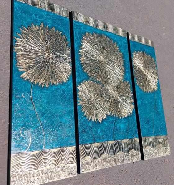 BRONZE ASTERS (20x60, 30x60, 20x60size, texture, Modern art )