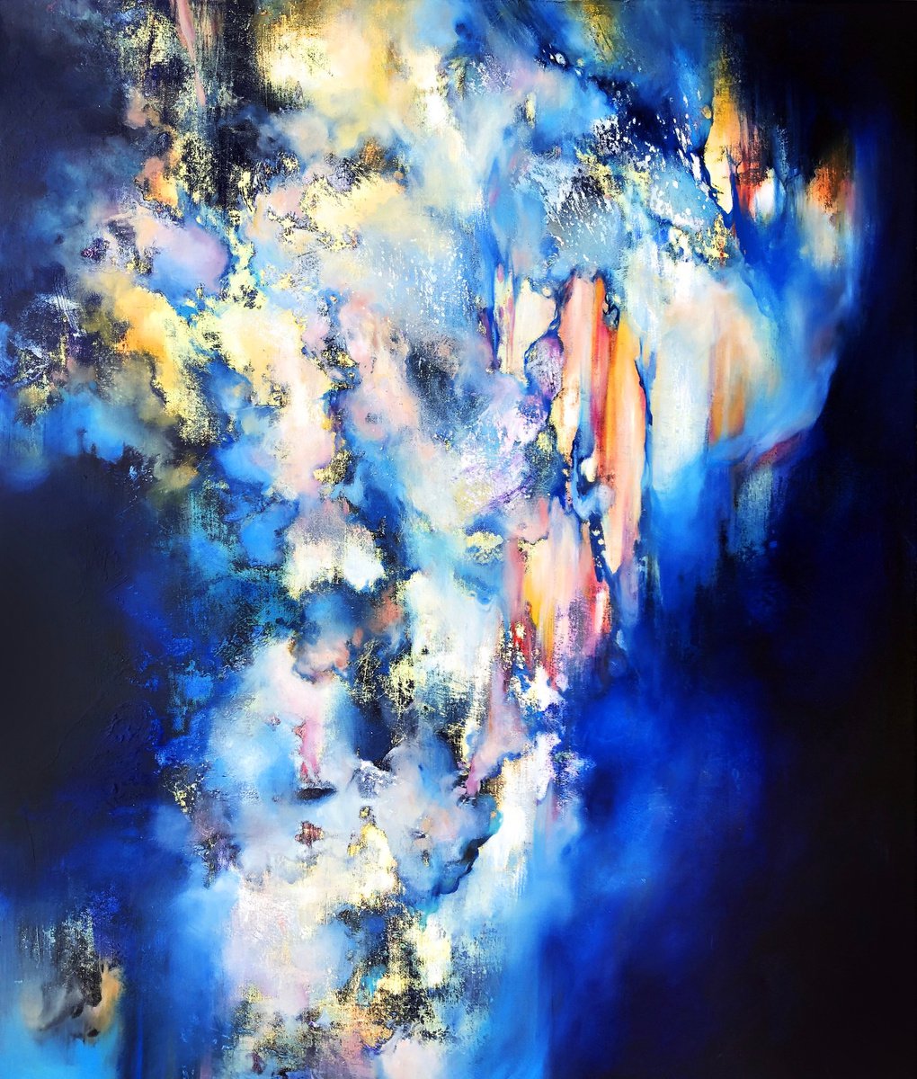 Abstract Painting By Marjan Fahimi, 33 X 39", Waiting For Tomorrow 2, Original Artwork