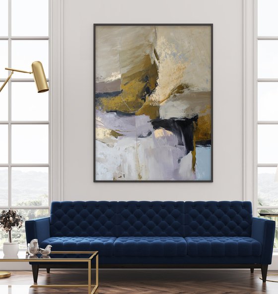 "Ness" Abstract acrylic licak beige brown art