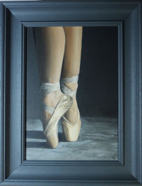 'Pointe' , Ballet Shoes, Ballet Painting, Ballerina, Dance, Framed and Ready to Hang