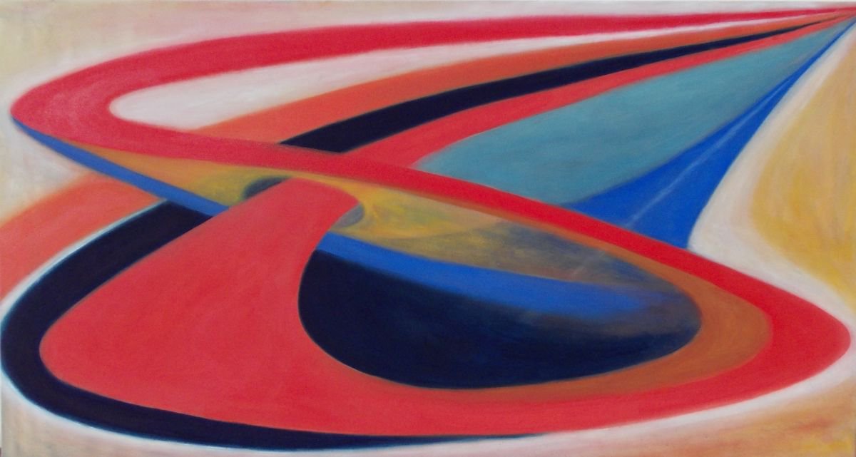 Organic Abstract Acrylic Painting By Michael Rofka, 73 X 39", Red Way, Original Artwork