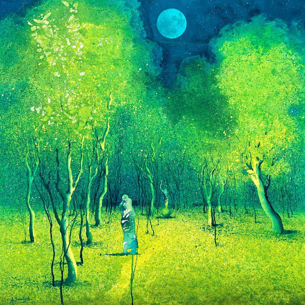 Impressionistic Landscape Watercolour By Andrii Kovalyk, 39 X 39, Secrets Of The Soul, Original Artwork