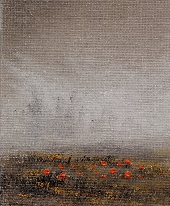 Sunset Sepia with Orange Poppies in oil 8x10" Original Oil Painting