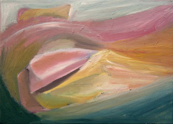 Boat Adrift - Sea Abstract - Pink Abstract - Yellow Abstract