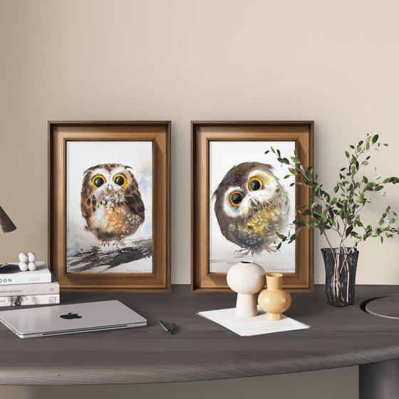 Owls (Diptych)