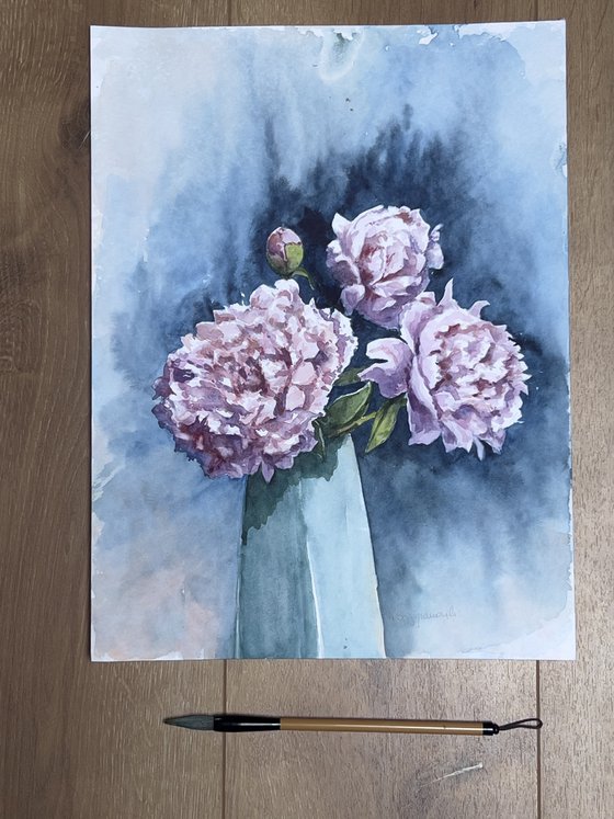 Symphonie in blue and pink - peonies
