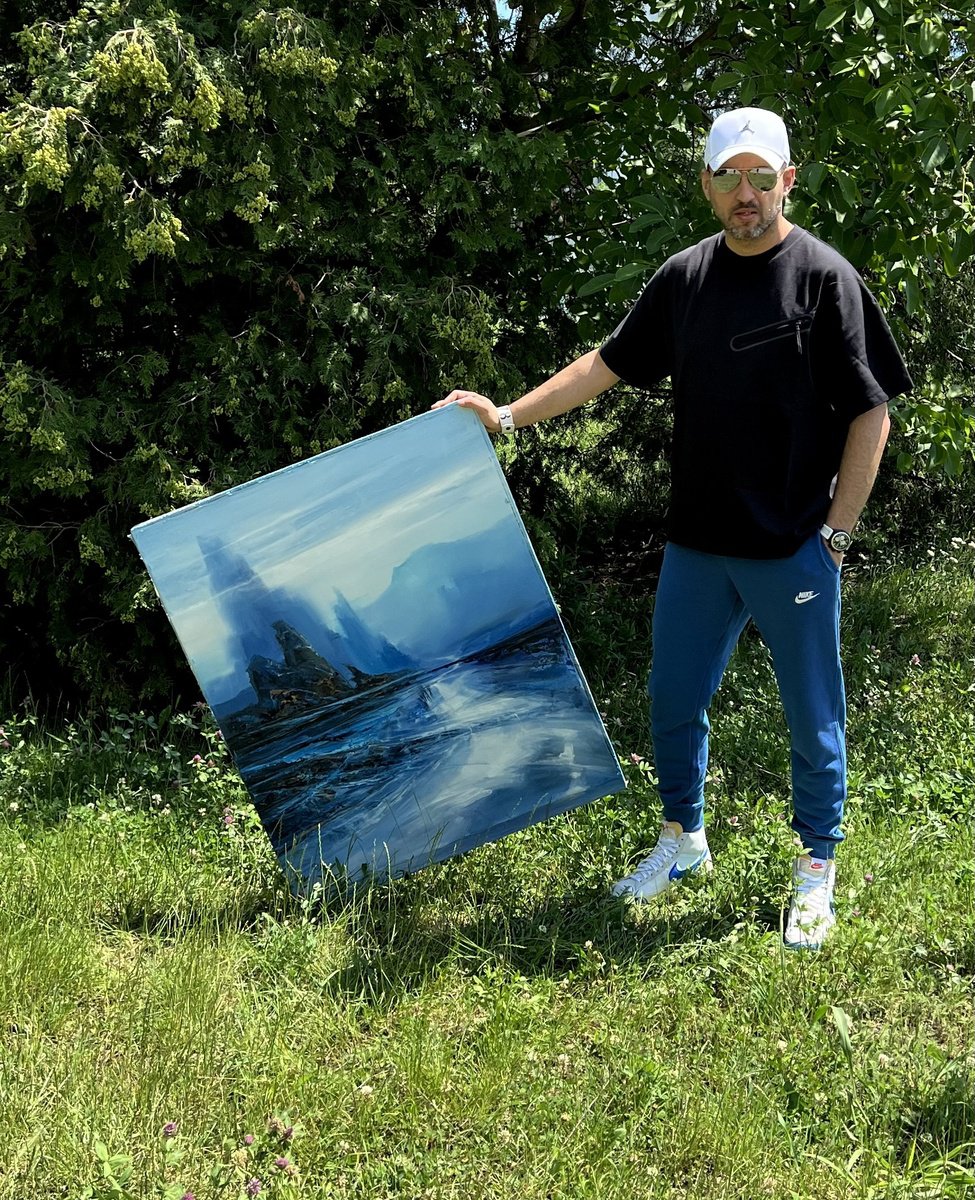 Abstract Landscape Acrylic Painting By Ivan Grozdanovski, 31 X 38, On The Path To Valhalla - 6, Original Artwork